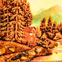 Картина янтарная "Домик в горах" 46 х 36 см, фотография 3. Интернет-магазин ЛАВКА ПОДАРКОВ